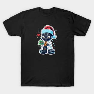 Christmas Super Hero Stylized Dark Defender Cartoon T-Shirt